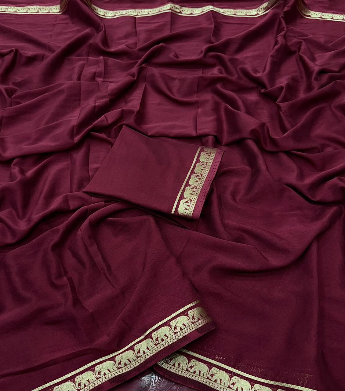 Desiring Function Wear Crape Silk Jacquard Weaving Zari Work Fancy Saree With Blouse Piece