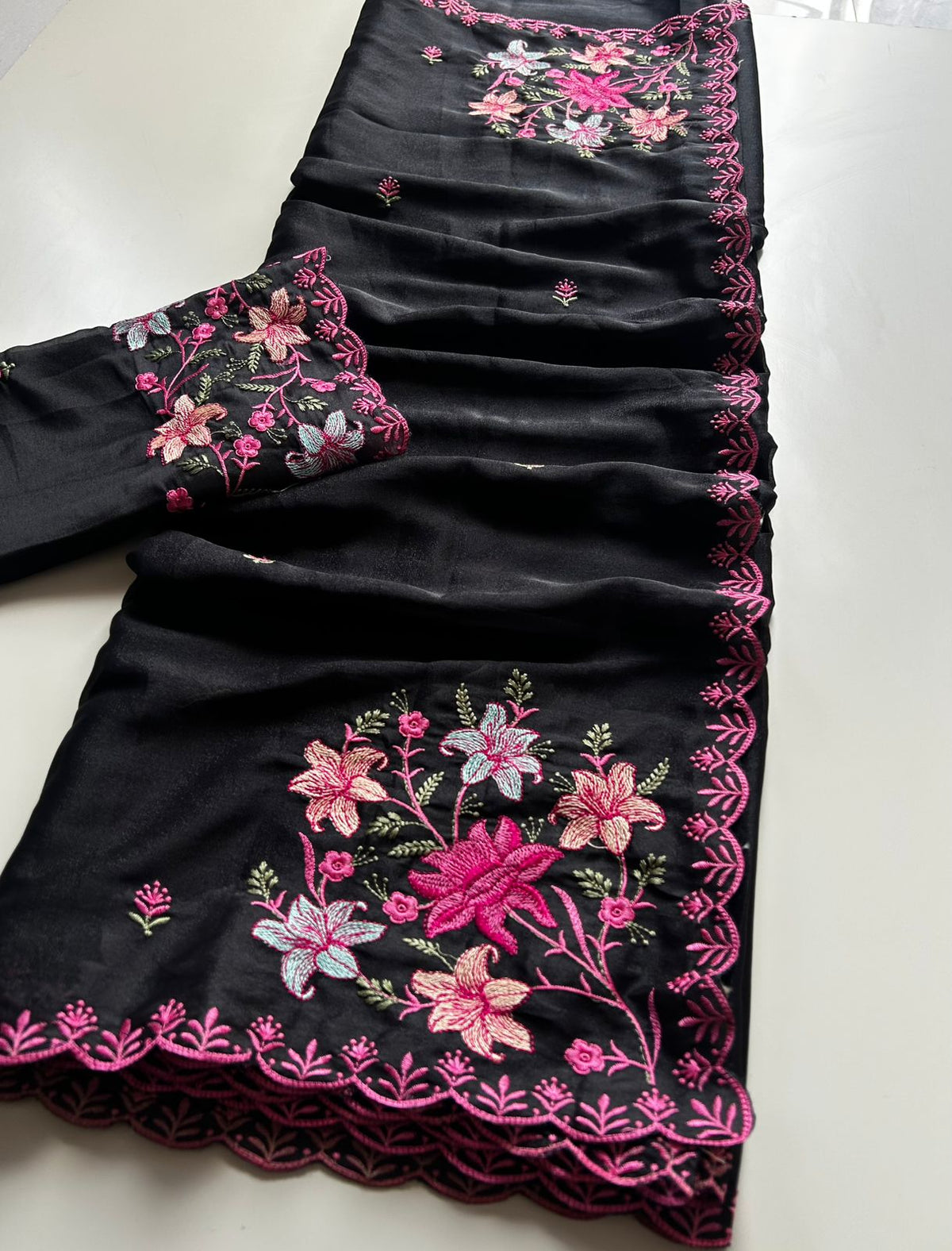 Charismatic Festive Wear Silk Embroidery Sequence Work Designer Saree With Blouse Piece