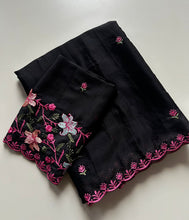 Load image into Gallery viewer, Charismatic Festive Wear Silk Embroidery Sequence Work Designer Saree With Blouse Piece
