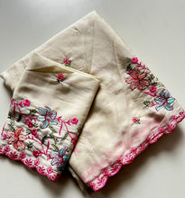 Load image into Gallery viewer, Charismatic Festive Wear Silk Embroidery Sequence Work Designer Saree With Blouse Piece
