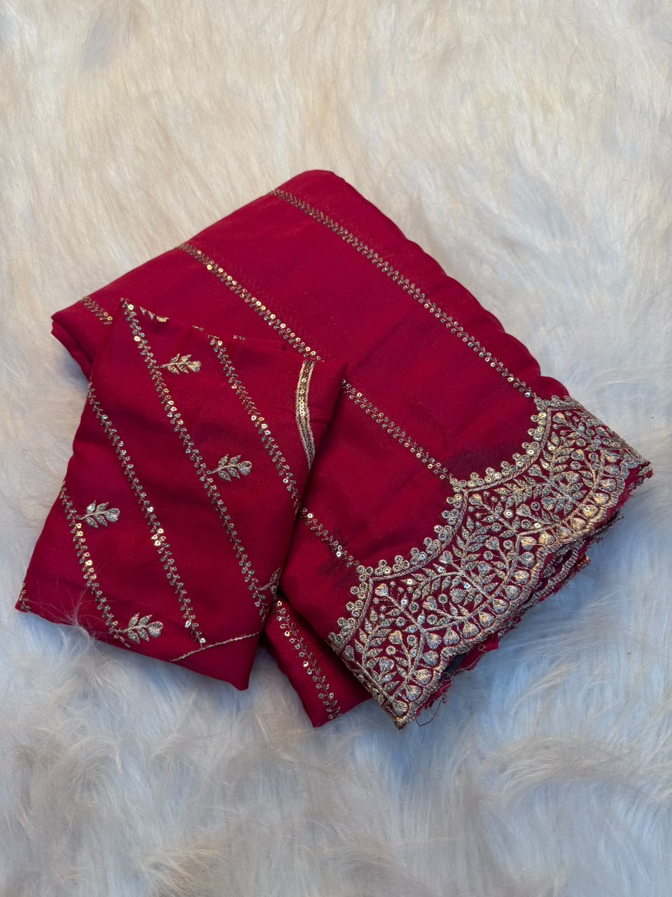 Exquisite Party Wear Soft Georgette Sequence n Embroidery Work Designer Saree For Wedding