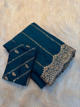 Load image into Gallery viewer, Exquisite Party Wear Soft Georgette Sequence n Embroidery Work Designer Saree For Wedding
