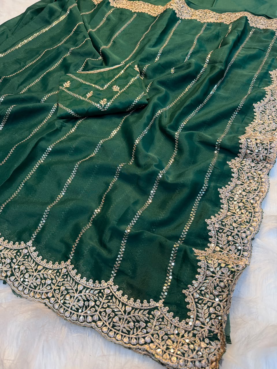 Exquisite Party Wear Soft Georgette Sequence n Embroidery Work Designer Saree For Wedding