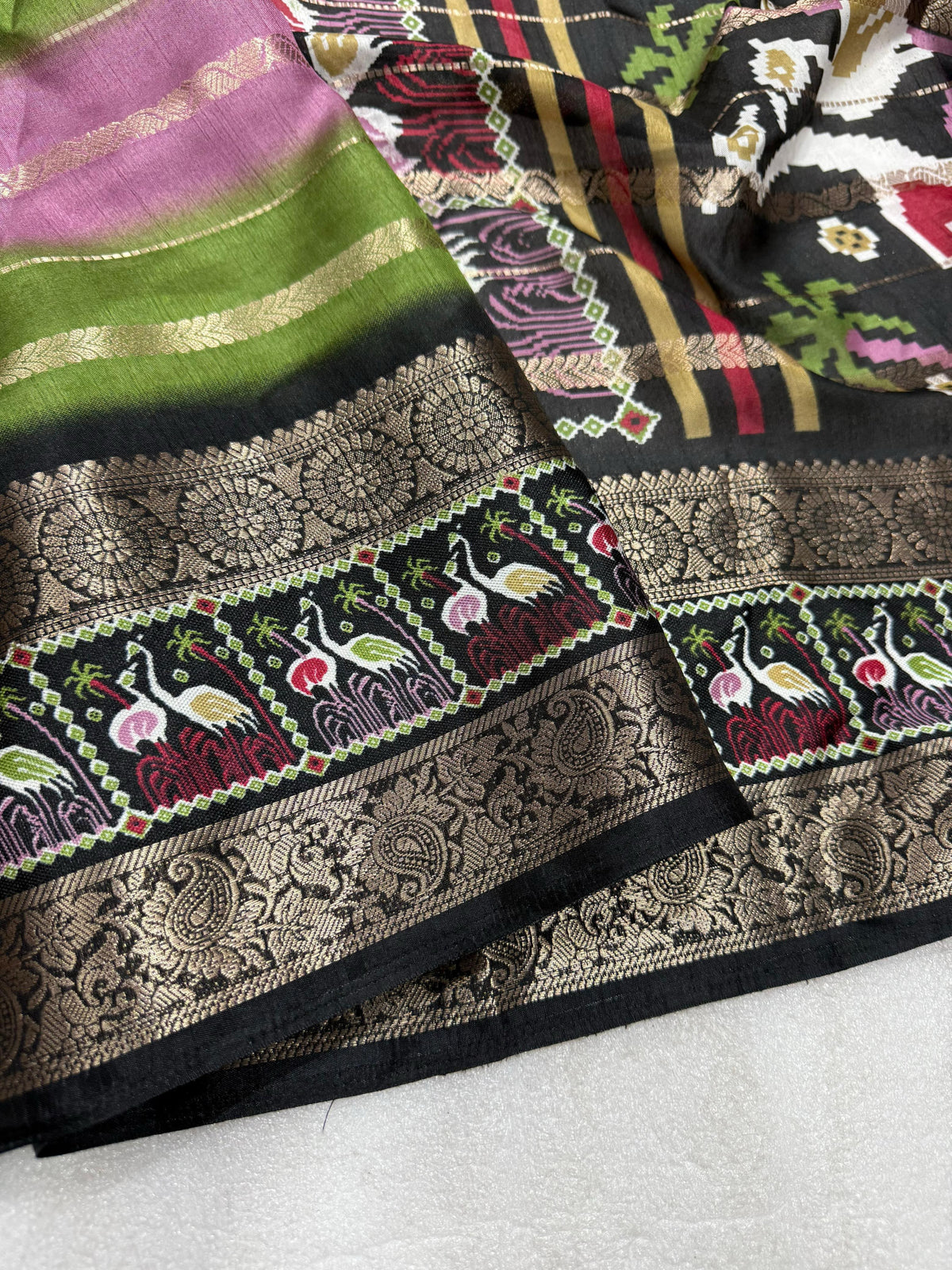 Traditional Function Wear Multicolour Soft Silk Kalamkari Print n Zari Border Printed Saree With Blouse Piece