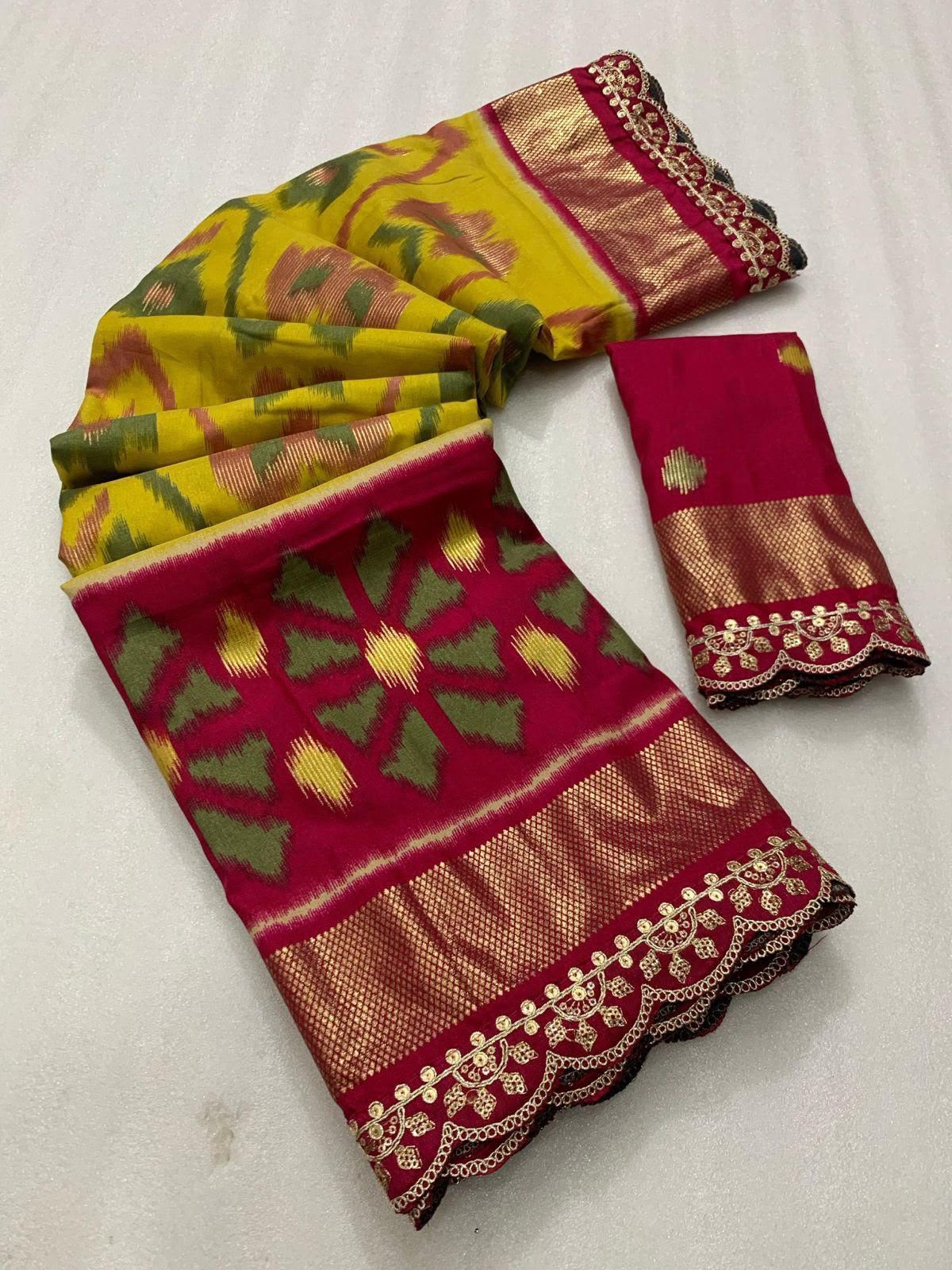 Desiring Festive Wear Pure Soft Silk Jacquard Work Lace Border Fancy Designer Saree With Blouse Piece