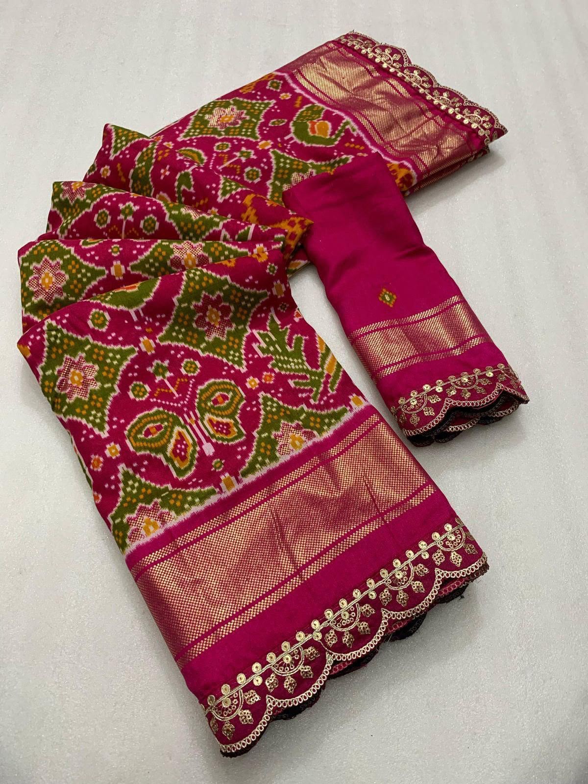 Graceful Party Wear Pure Soft Silk Jacquard Work Lace Border Fancy Designer Saree With Blouse Piece