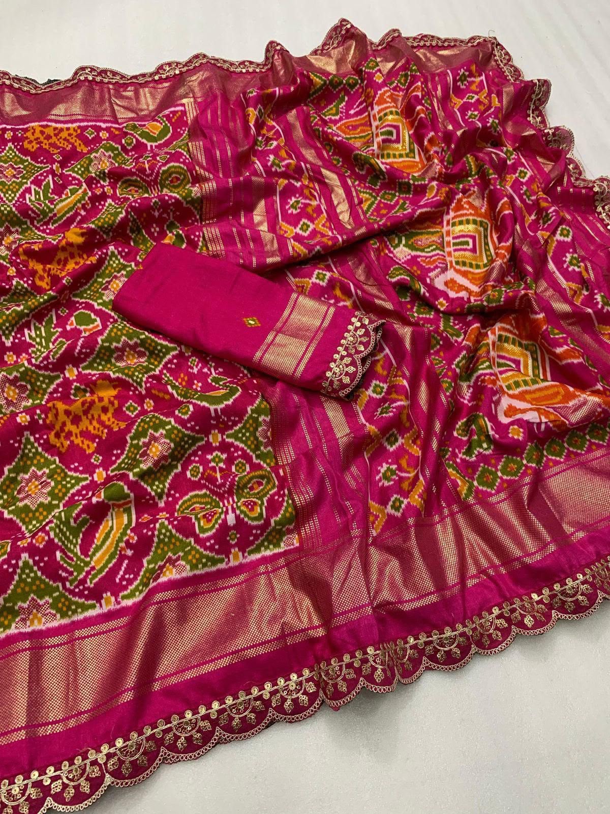 Graceful Party Wear Pure Soft Silk Jacquard Work Lace Border Fancy Designer Saree With Blouse Piece
