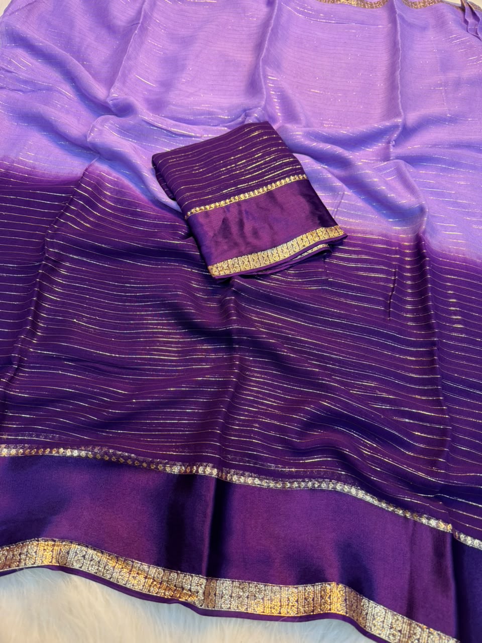 Effervescent Function Wear Pure Viscose Georgette Satin Patta Border Fancy Saree With Blouse Piece