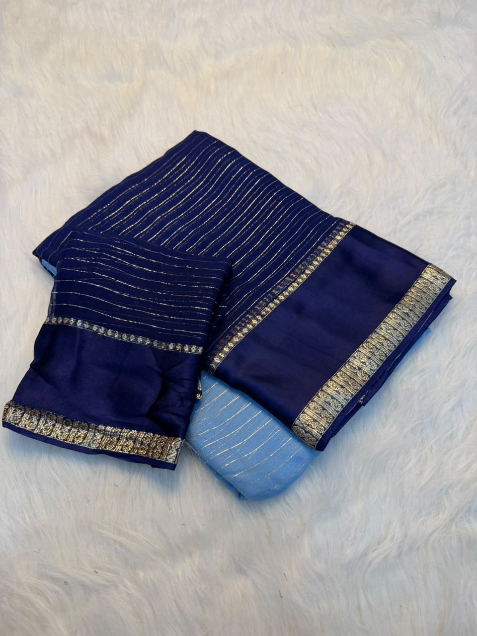 Effervescent Function Wear Pure Viscose Georgette Satin Patta Border Fancy Saree With Blouse Piece