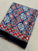Load image into Gallery viewer, Incredible Function Wear Soft Satin Silk Ajrak Printed Rich Pallu n Original Mirror Work Designer Saree With Blouse Piece
