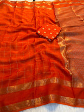 Load image into Gallery viewer, Marvellous Party Wear Pure Viscose Georgette Satin Border Zari Design Fancy Saree With Blouse Piece
