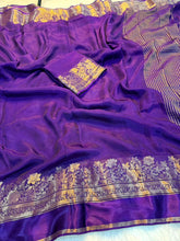 Load image into Gallery viewer, Fantabulous Party Wear Viscose Silk Satin Border Zari Design Fancy Saree With Blouse Piece
