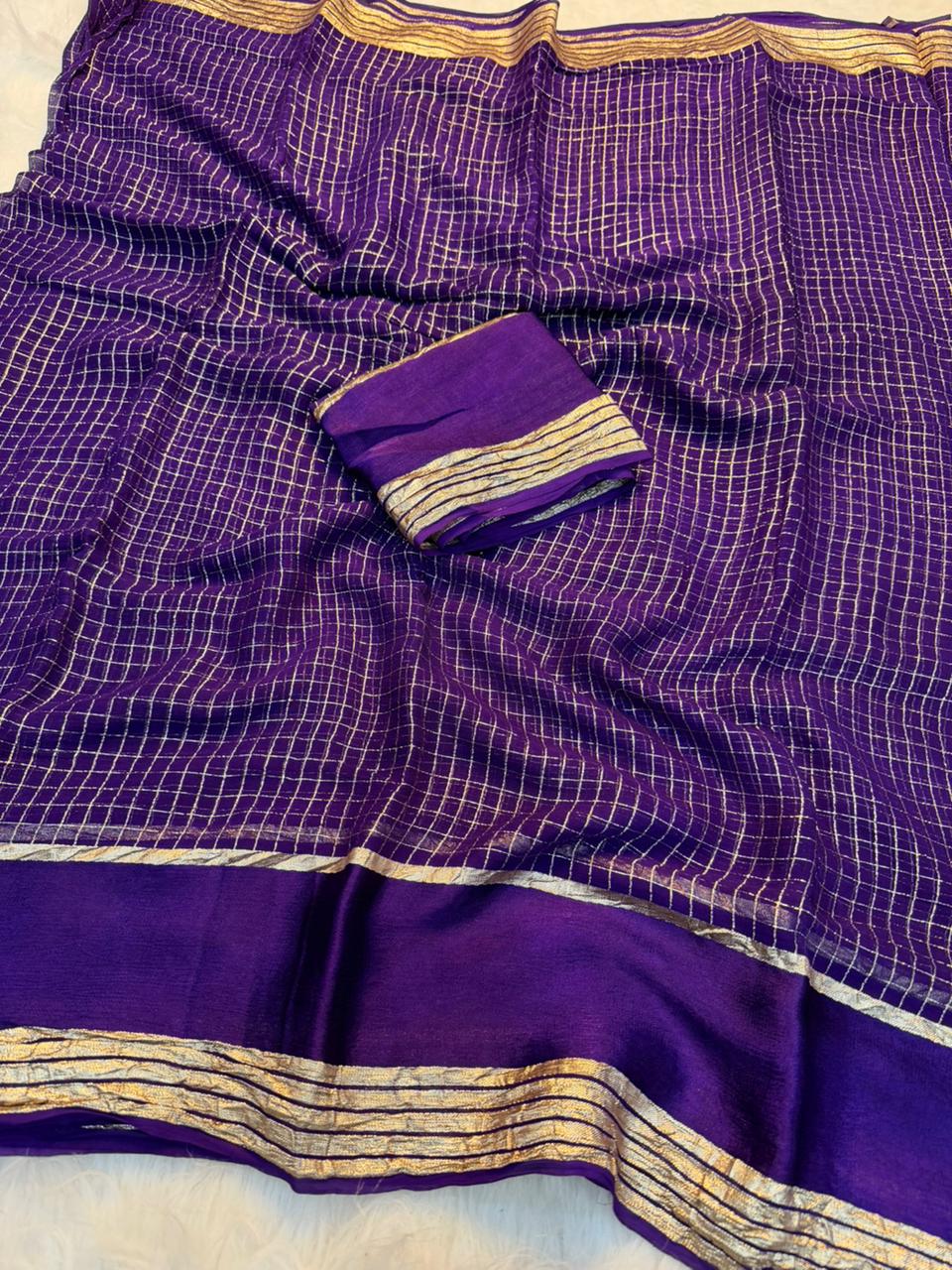 Charming Party Wear Pure Viscose Georgette Satin Patta Border Saree With Blouse Piece