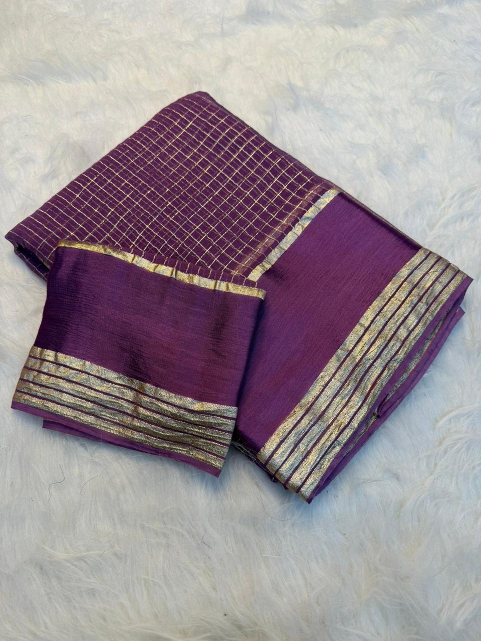 Charming Party Wear Pure Viscose Georgette Satin Patta Border Saree With Blouse Piece