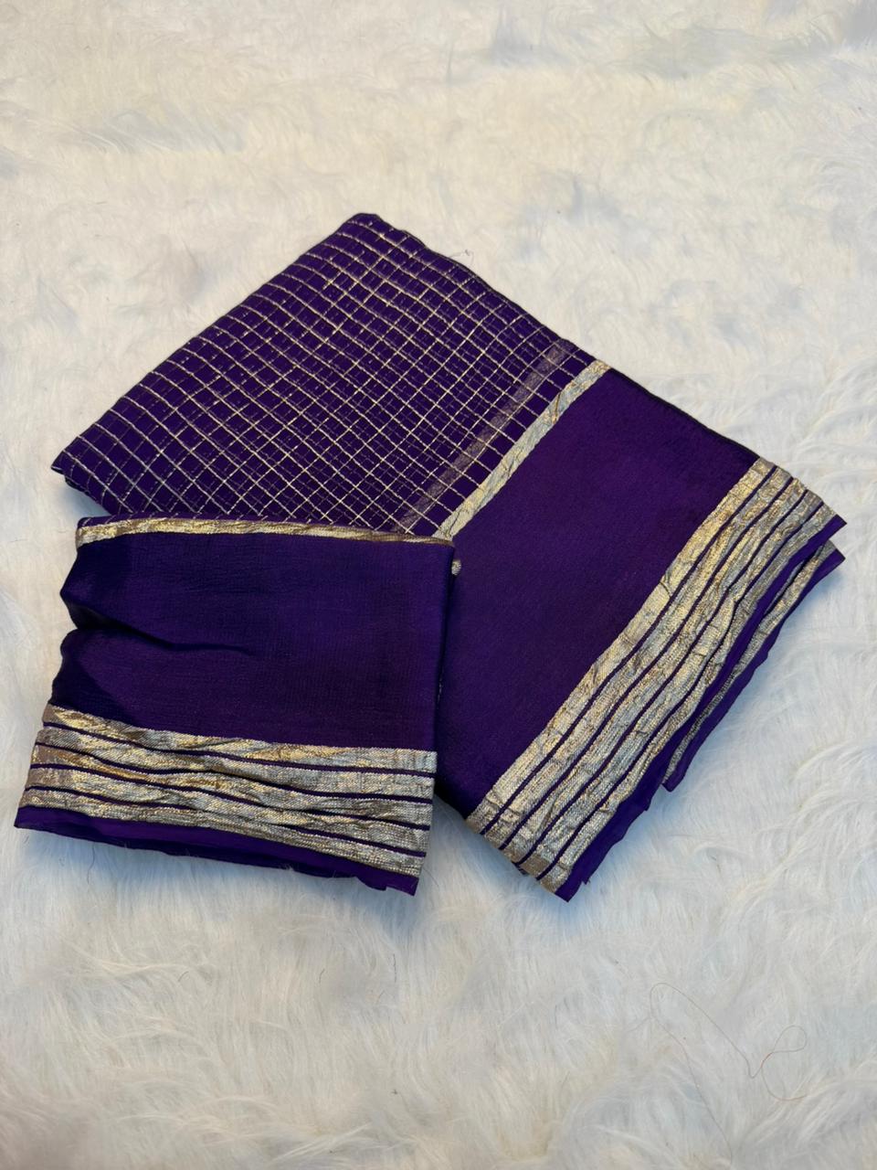 Charming Party Wear Pure Viscose Georgette Satin Patta Border Saree With Blouse Piece