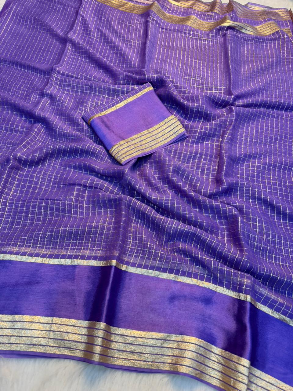 Charming Party Wear Pure Viscose Georgette Satin Patta Border Saree With Blouse Piece