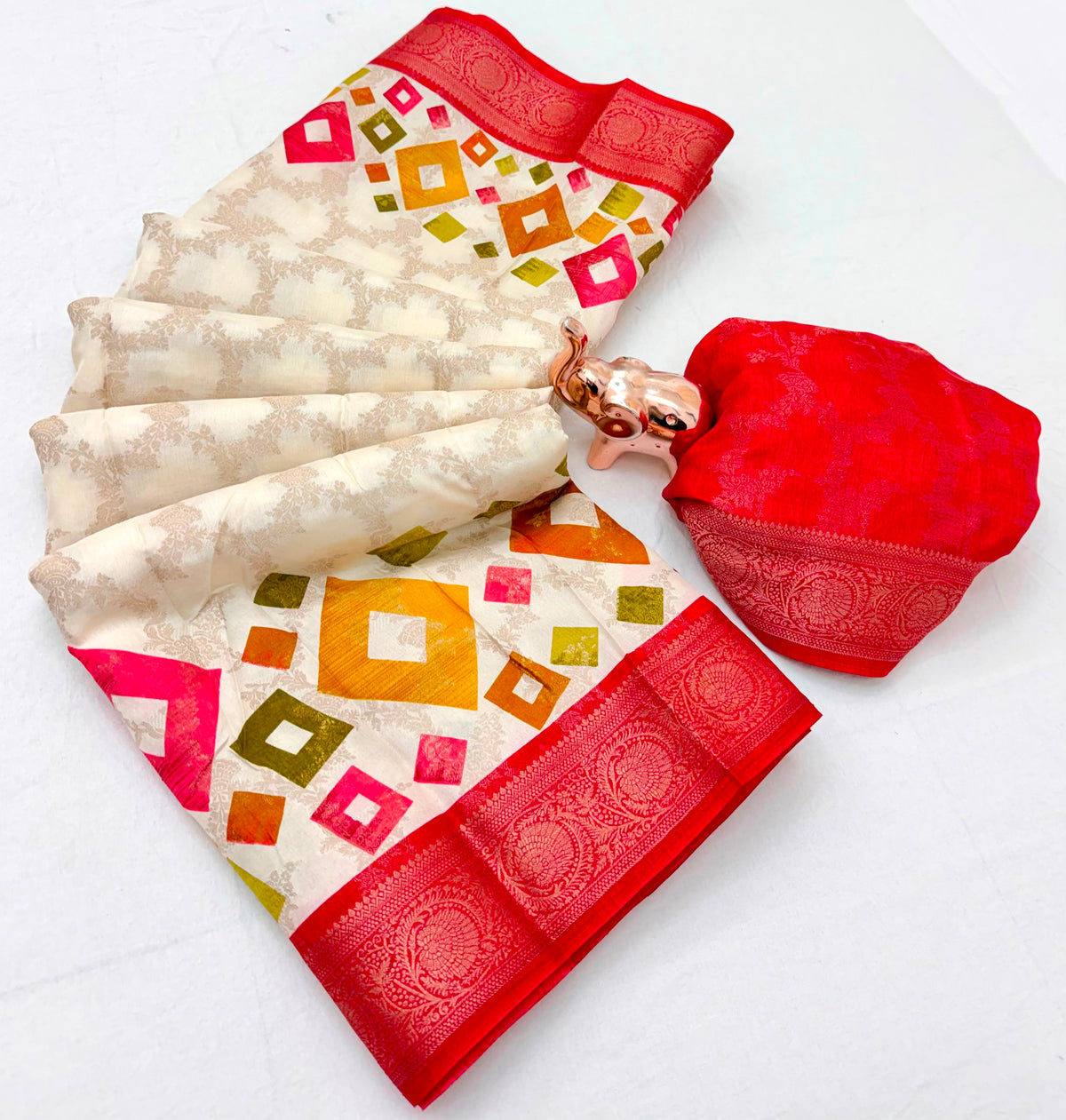Incredible Party Wear Tussar Silk Rich Pallu n Jacquard Weaving Border Fancy Saree With Blouse Piece