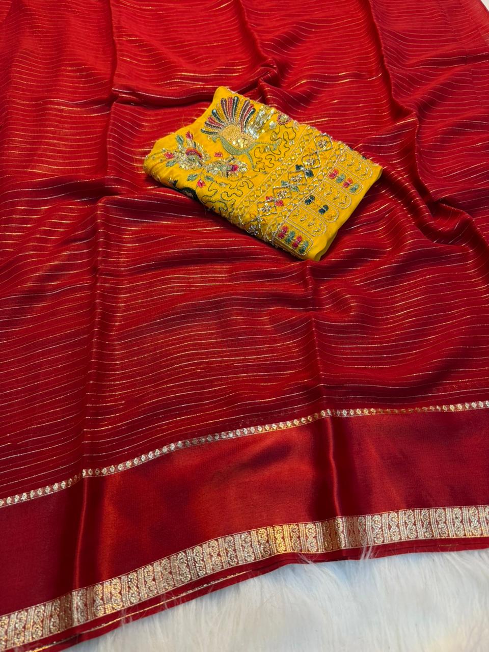 Alverina Festive Wear Pure Viscose Jacquard Weaving Work Fancy Saree With Contrast Blouse Piece