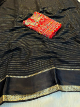 Load image into Gallery viewer, Alverina Festive Wear Pure Viscose Jacquard Weaving Work Fancy Saree With Contrast Blouse Piece

