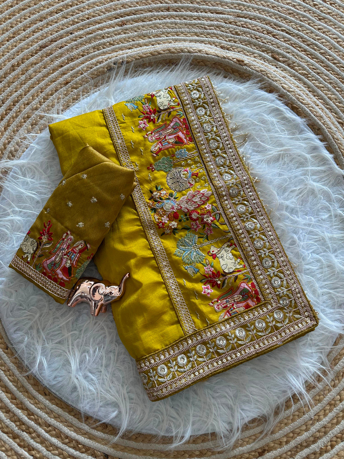 Glamorous Party Wear Pure Vichitra Silk Embroidery n Butta Work Lace Border Designer Saree For Women
