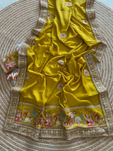 Load image into Gallery viewer, Glamorous Party Wear Pure Vichitra Silk Embroidery n Butta Work Lace Border Designer Saree For Women

