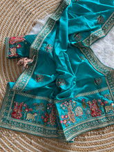 Load image into Gallery viewer, Glamorous Party Wear Pure Vichitra Silk Embroidery n Butta Work Lace Border Designer Saree For Women
