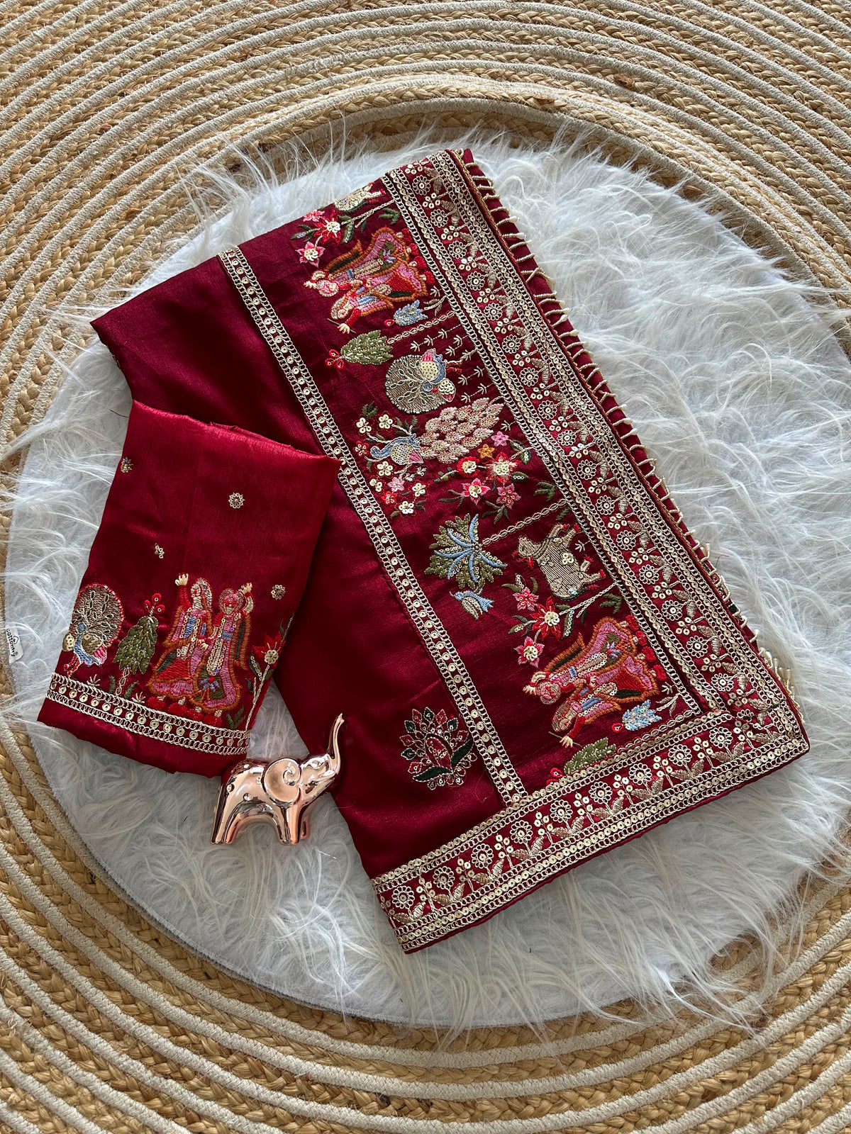 Glamorous Party Wear Pure Vichitra Silk Embroidery n Butta Work Lace Border Designer Saree For Women