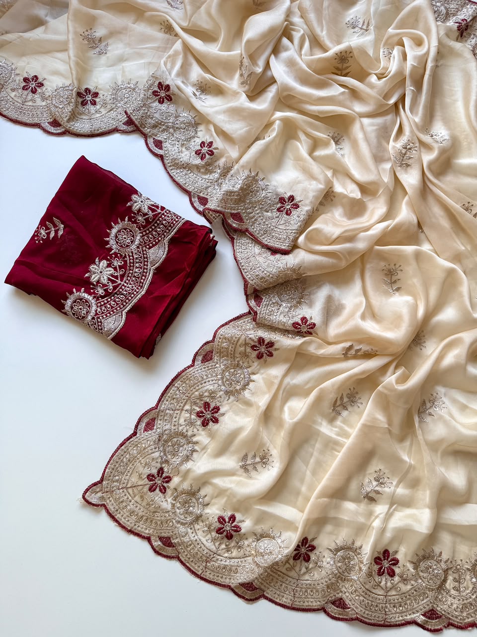 Glorious Festive Wear Rangoli Silk Embroidery Work Fancy Saree With Contrast Blouse Piece