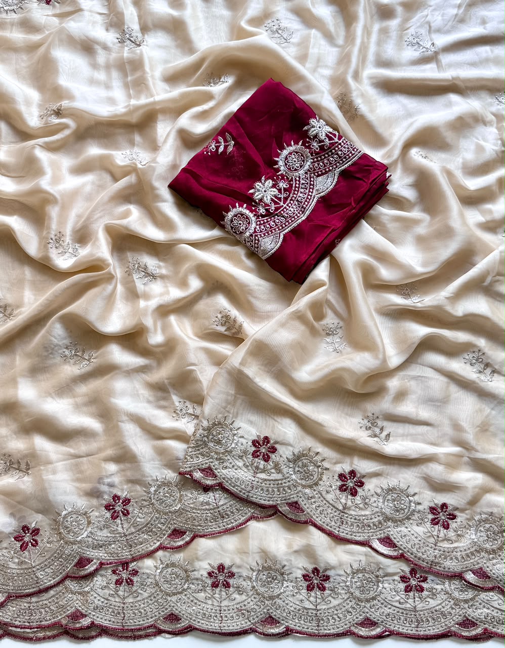 Glorious Festive Wear Rangoli Silk Embroidery Work Fancy Saree With Contrast Blouse Piece