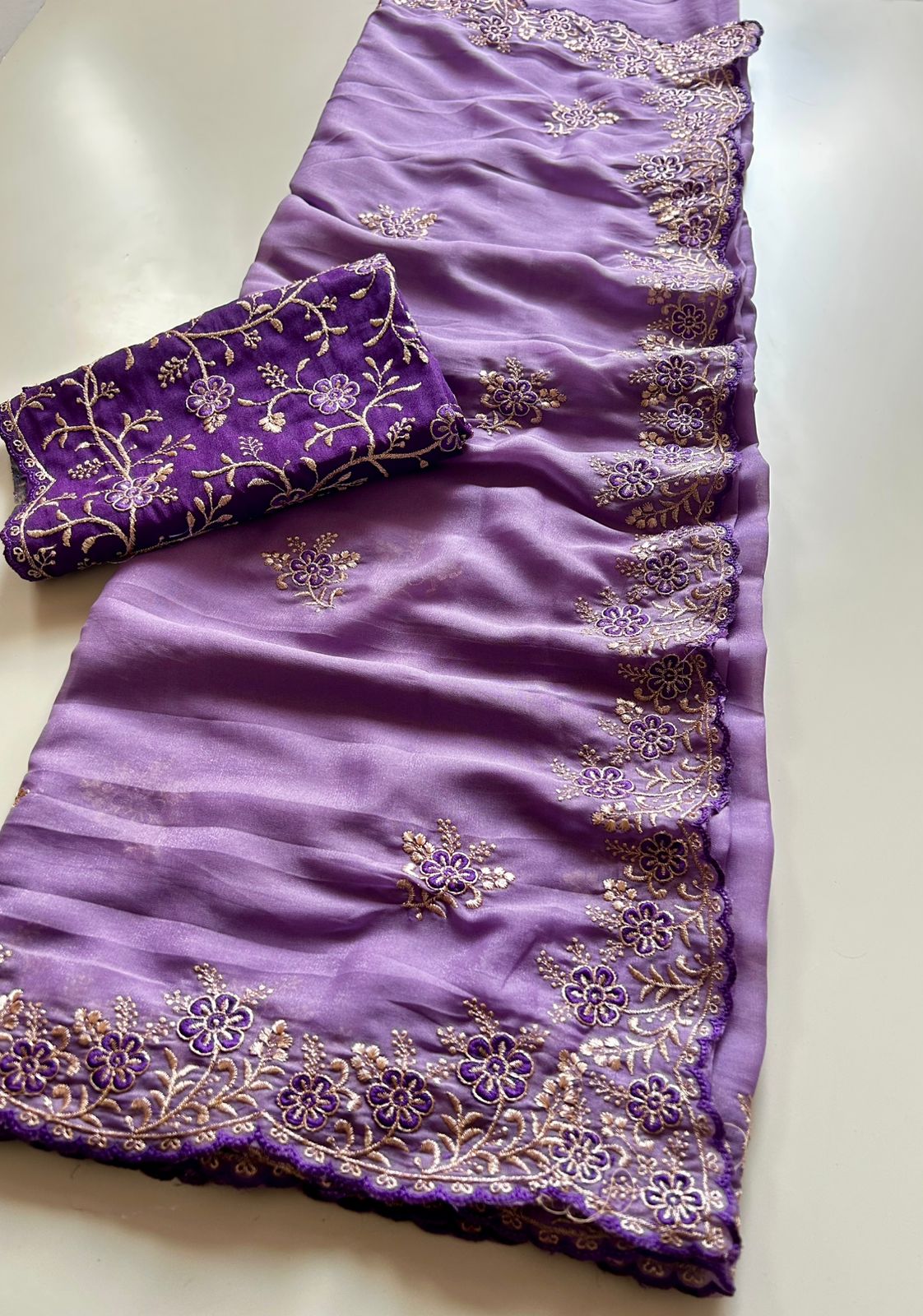 Adoring Wedding Wear Silk Embroidery n Sequence Work Arco Border Fancy Saree With Blouse Piece