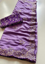 Load image into Gallery viewer, Adoring Wedding Wear Silk Embroidery n Sequence Work Arco Border Fancy Saree With Blouse Piece
