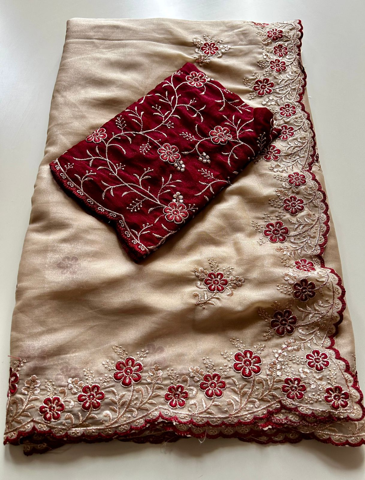 Adoring Wedding Wear Silk Embroidery n Sequence Work Arco Border Fancy Saree With Blouse Piece