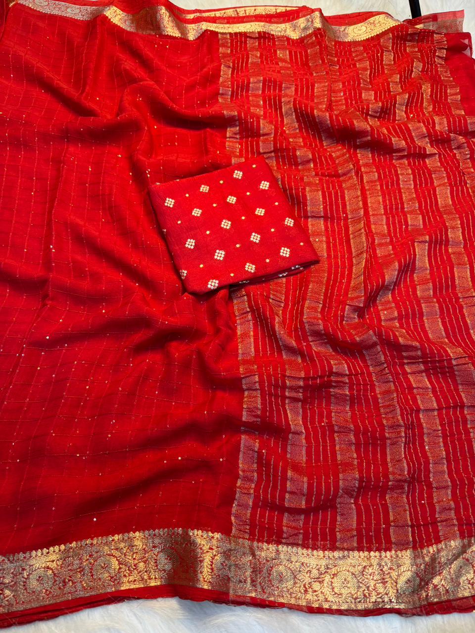 Captivating Festive Wear Viscose Georgette Jacquard Weaving Work Fancy Saree With Blouse Piece