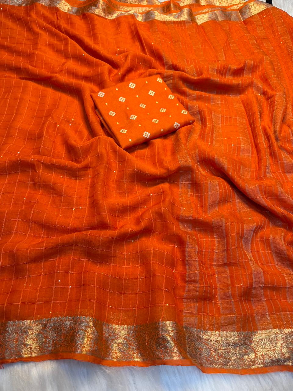 Captivating Festive Wear Viscose Georgette Jacquard Weaving Work Fancy Saree With Blouse Piece