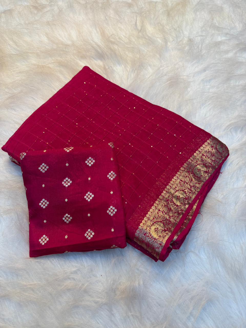Captivating Festive Wear Viscose Georgette Jacquard Weaving Work Fancy Saree With Blouse Piece