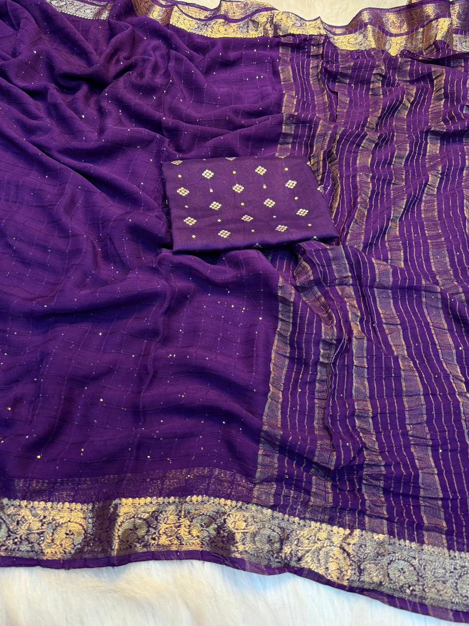 Captivating Festive Wear Viscose Georgette Jacquard Weaving Work Fancy Saree With Blouse Piece