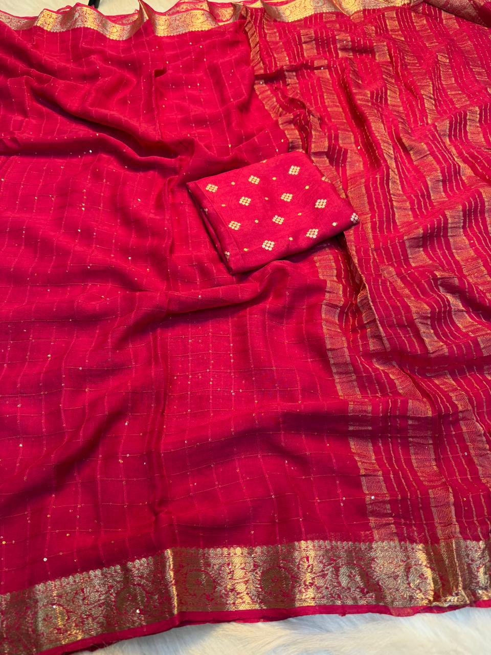 Captivating Festive Wear Viscose Georgette Jacquard Weaving Work Fancy Saree With Blouse Piece
