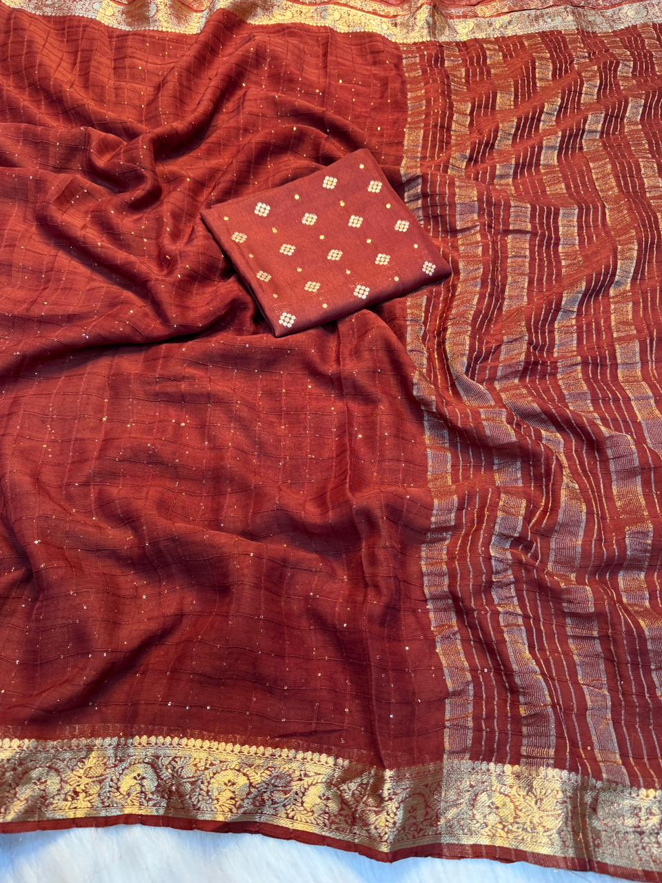 Captivating Festive Wear Viscose Georgette Jacquard Weaving Work Fancy Saree With Blouse Piece