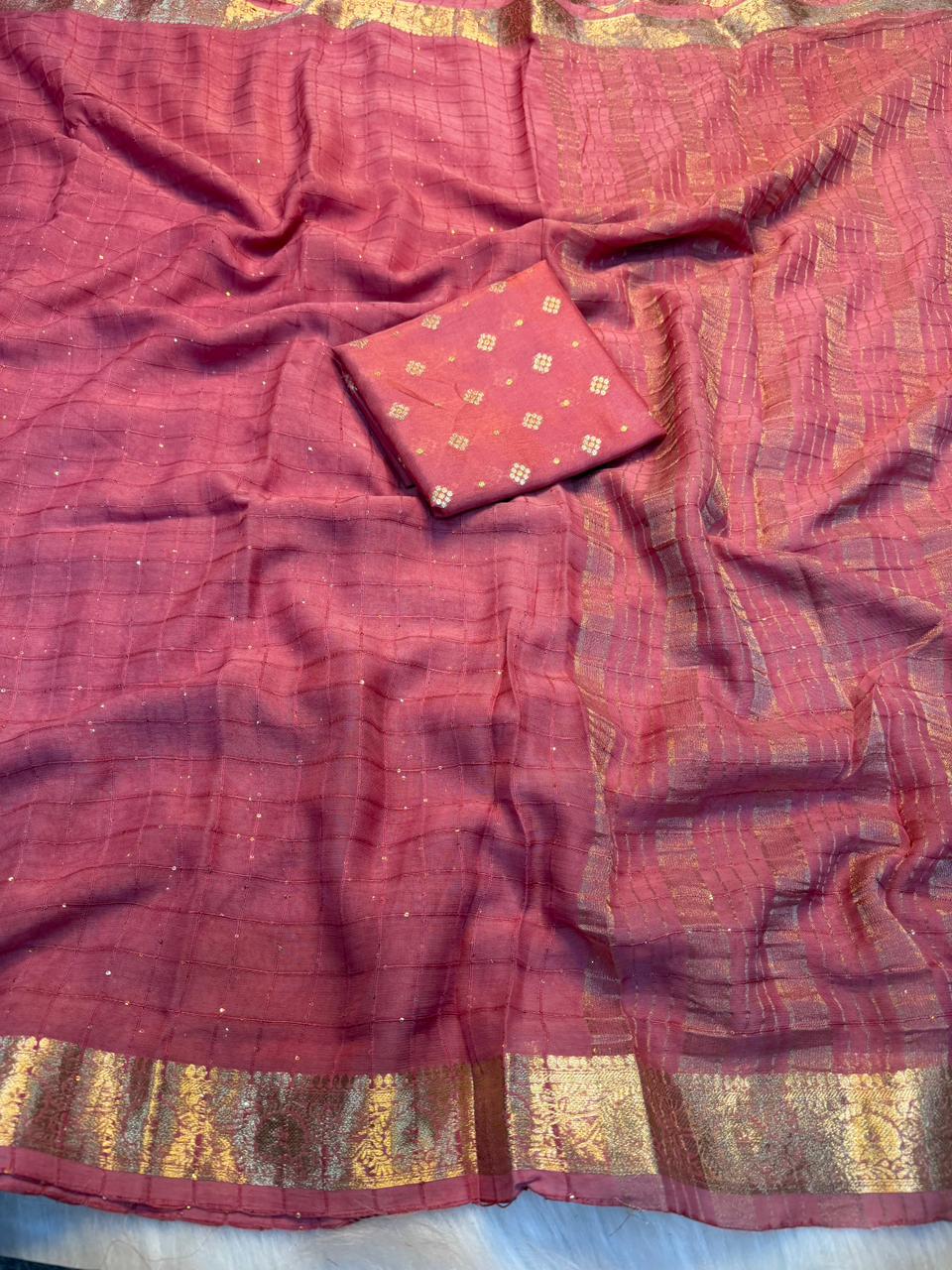 Captivating Festive Wear Viscose Georgette Jacquard Weaving Work Fancy Saree With Blouse Piece