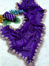Load image into Gallery viewer, Stunning Wedding Wear Silk Sequence n Embroidery Work Rich Border Designer Saree For Ceremonial
