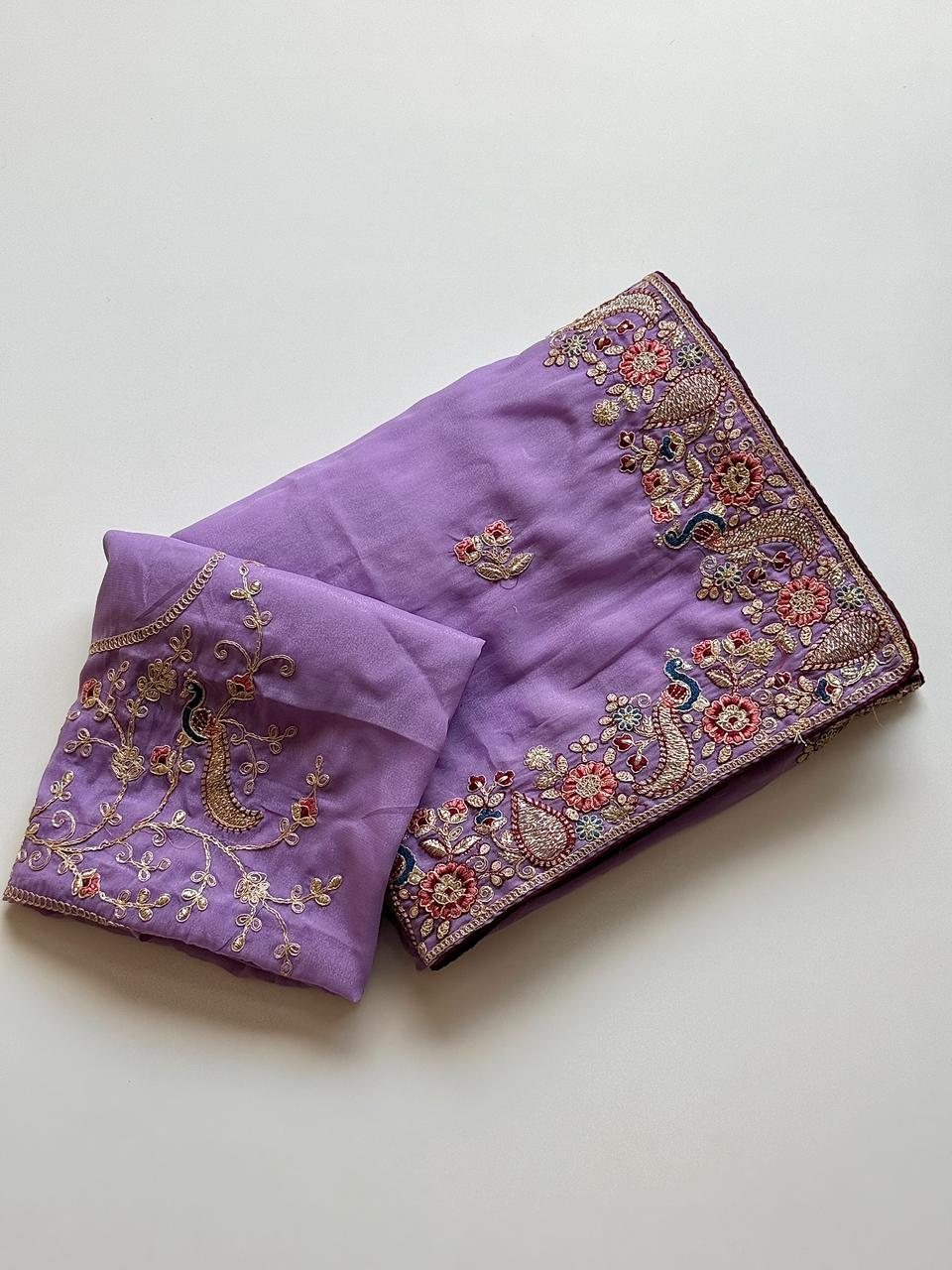 Scrupulous Festive Wear Georgette Heavy Embroidery Work Fancy Saree With Blouse Piece