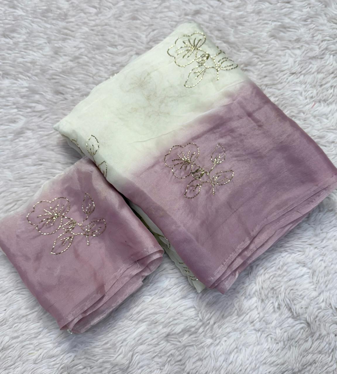 Charismatic Function Wear Silk Embroidery Sequence n Beads Work Fancy Saree With Blouse Piece