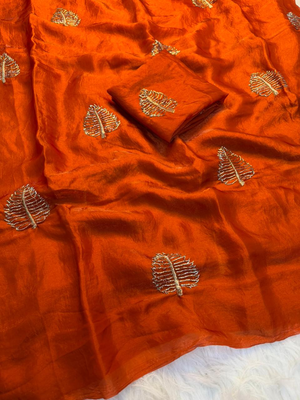 Elegant Function Wear Silk Sequence n Beads Work Fancy Saree With Blouse Piece