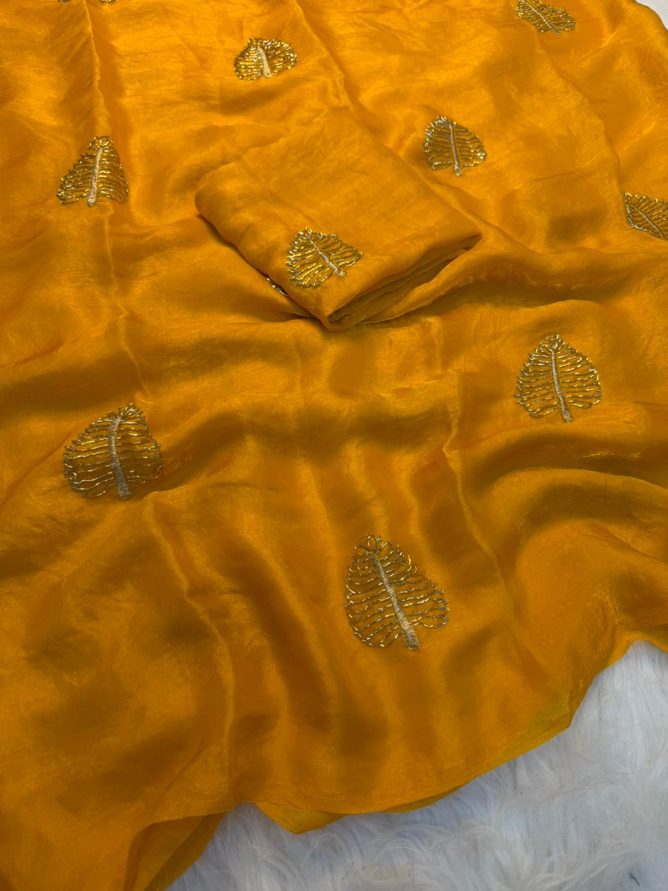 Elegant Function Wear Silk Sequence n Beads Work Fancy Saree With Blouse Piece
