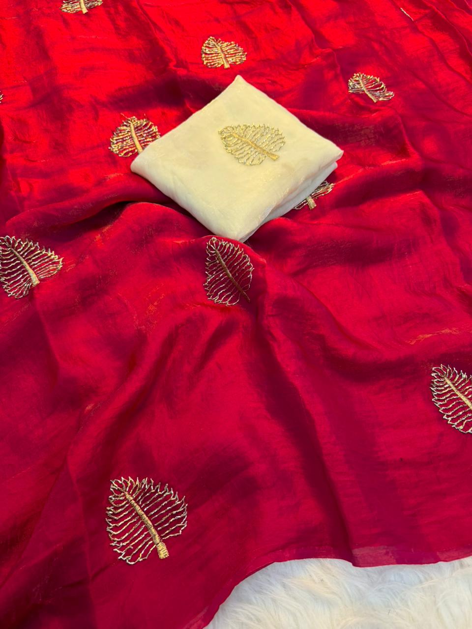 Elegant Function Wear Silk Sequence n Beads Work Fancy Saree With Blouse Piece