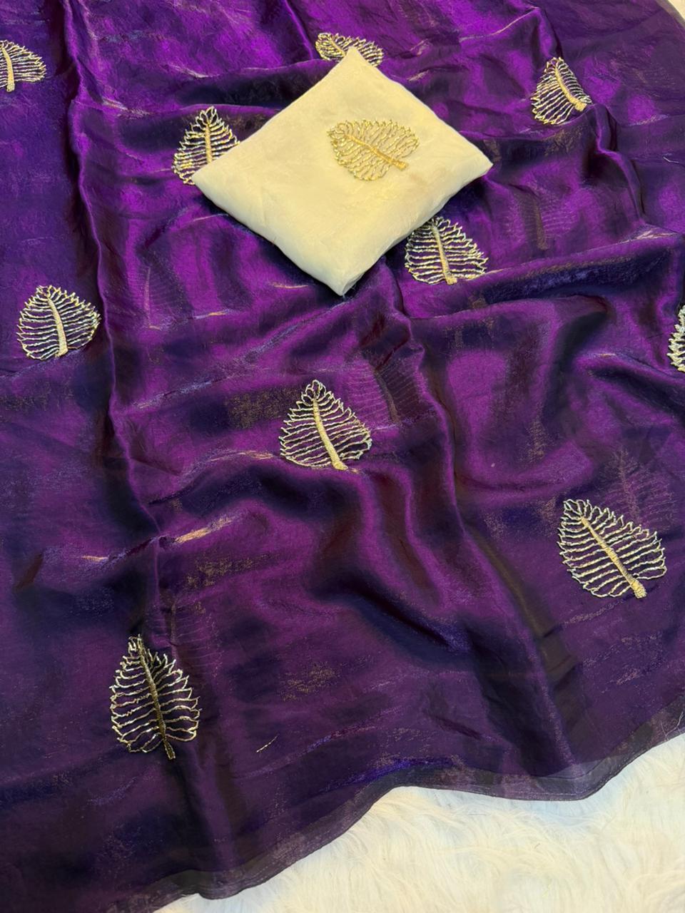 Elegant Function Wear Silk Sequence n Beads Work Fancy Saree With Blouse Piece