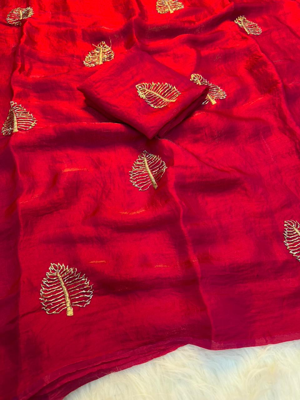 Elegant Function Wear Silk Sequence n Beads Work Fancy Saree With Blouse Piece
