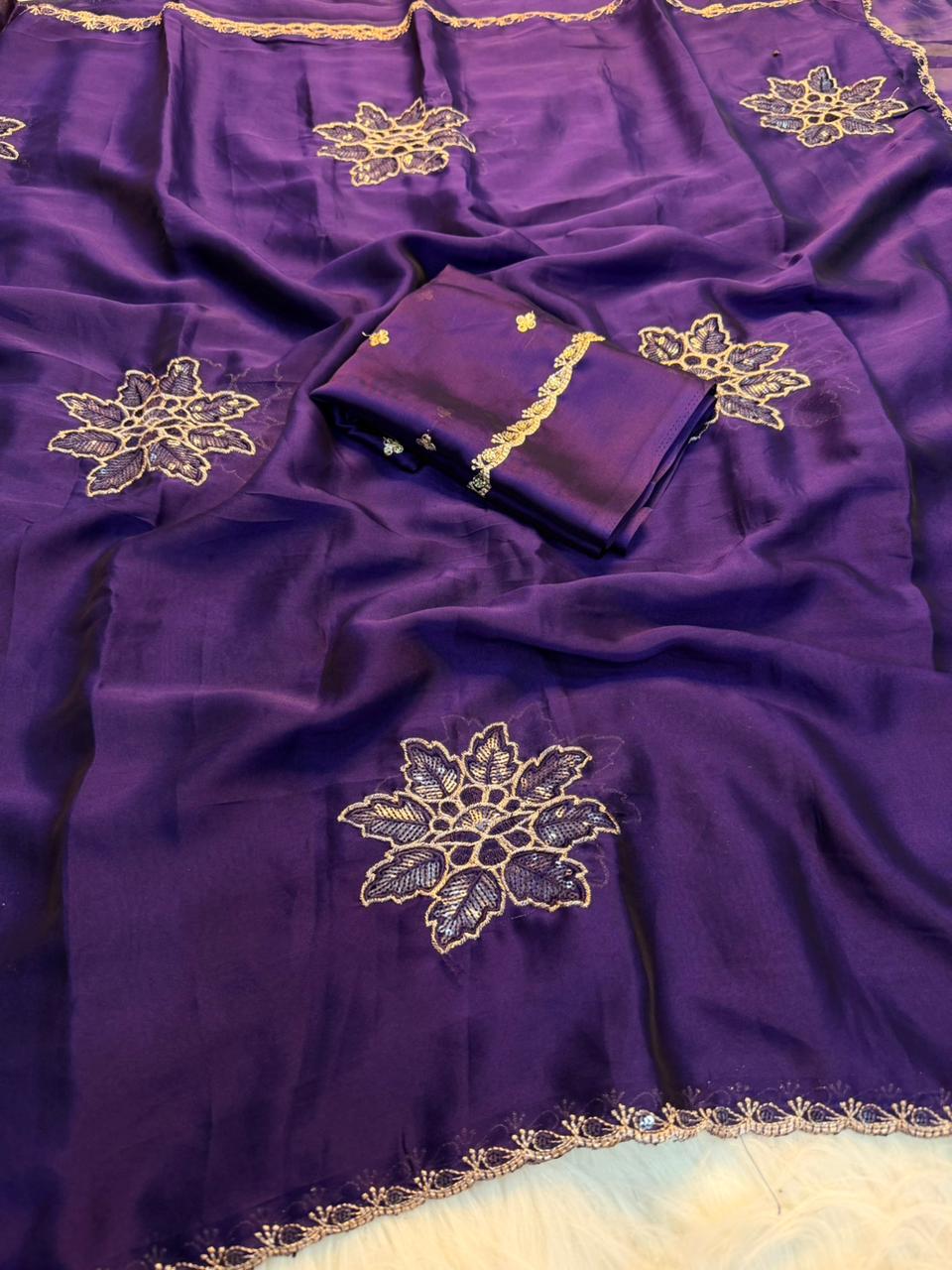 Heritage Festive Wear Soft Rangoli Silk Embroidery n Sequence Work Fancy Saree With Blissful Blouse