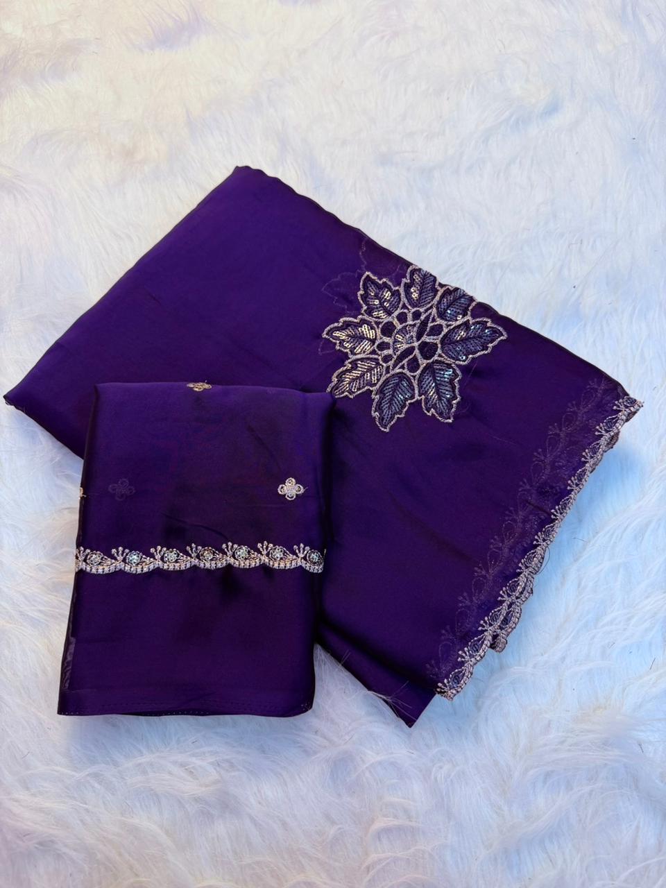 Heritage Festive Wear Soft Rangoli Silk Embroidery n Sequence Work Fancy Saree With Blissful Blouse