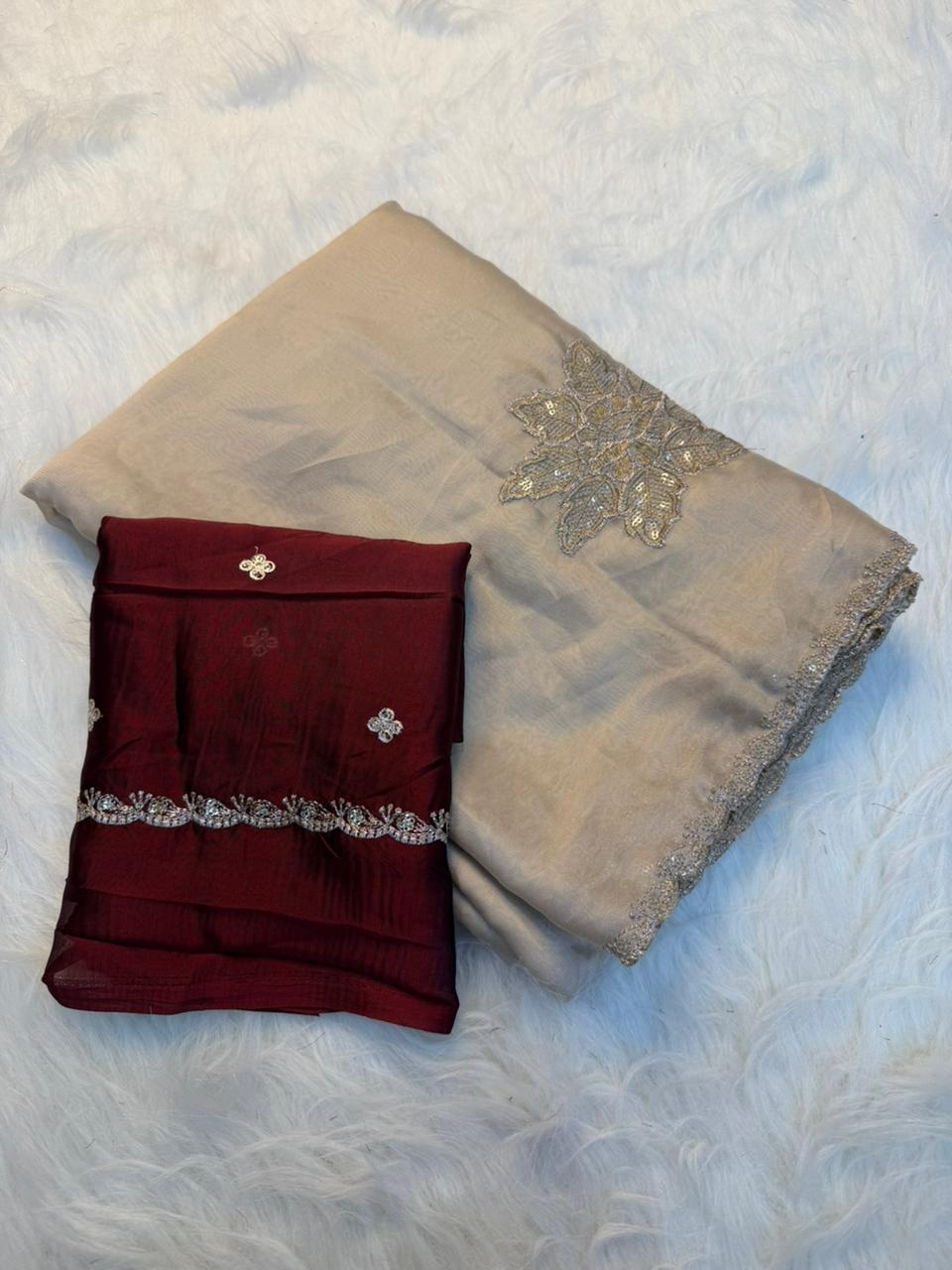 Heritage Festive Wear Soft Rangoli Silk Embroidery n Sequence Work Fancy Saree With Blissful Blouse